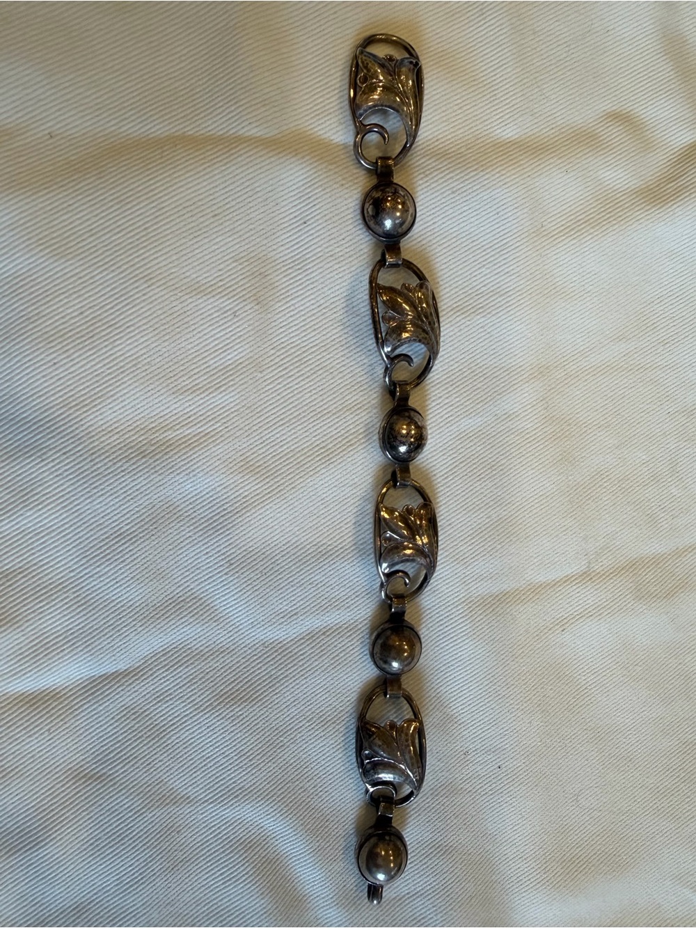 Vintage Georg Jensen RARE 1950’s Sterling Silver Flower & ball Link Bracelet